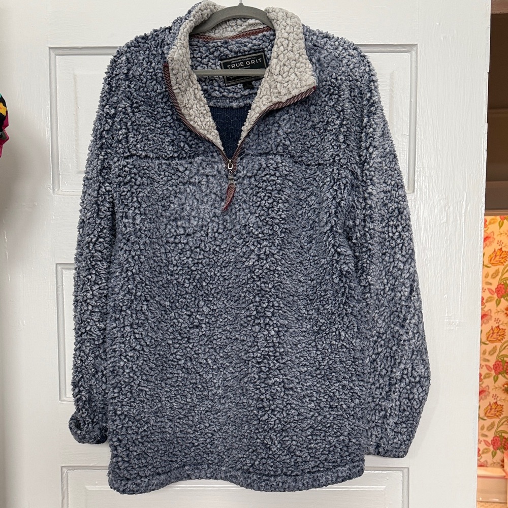 True Grit Men's Slate Blue Sherpa Quarter-Zip Pullover